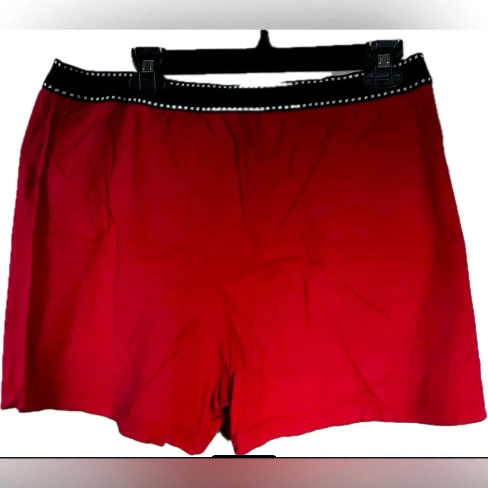 Vibrant red M&M’s women’s shorts with elastic waistband. Women’s Size Large